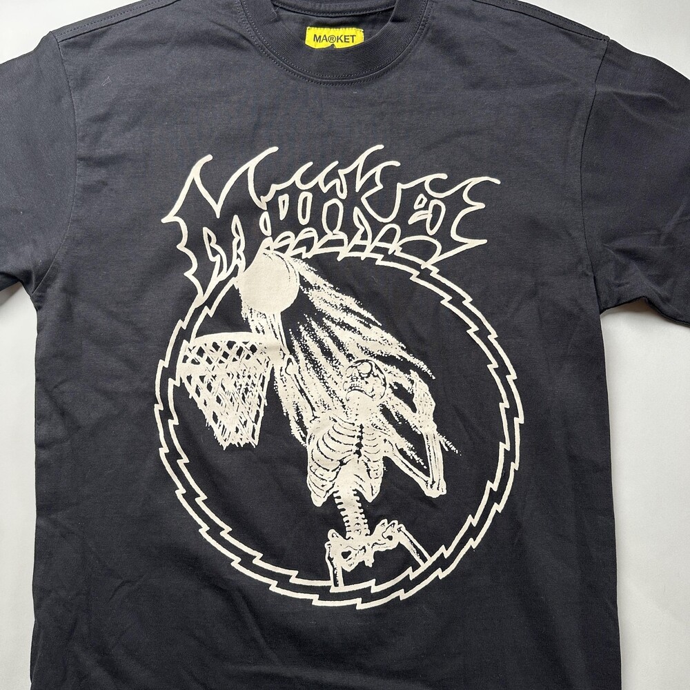 Market Shirt Mens Small Black Skeleton Basketball Graphic Streetwear Skate Tee